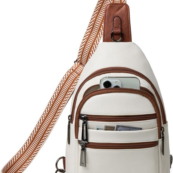 Lightweight Beige Crossbody Sling Purse with Anti-Theft Features - 11.6 Inches - Picture 1 of 9